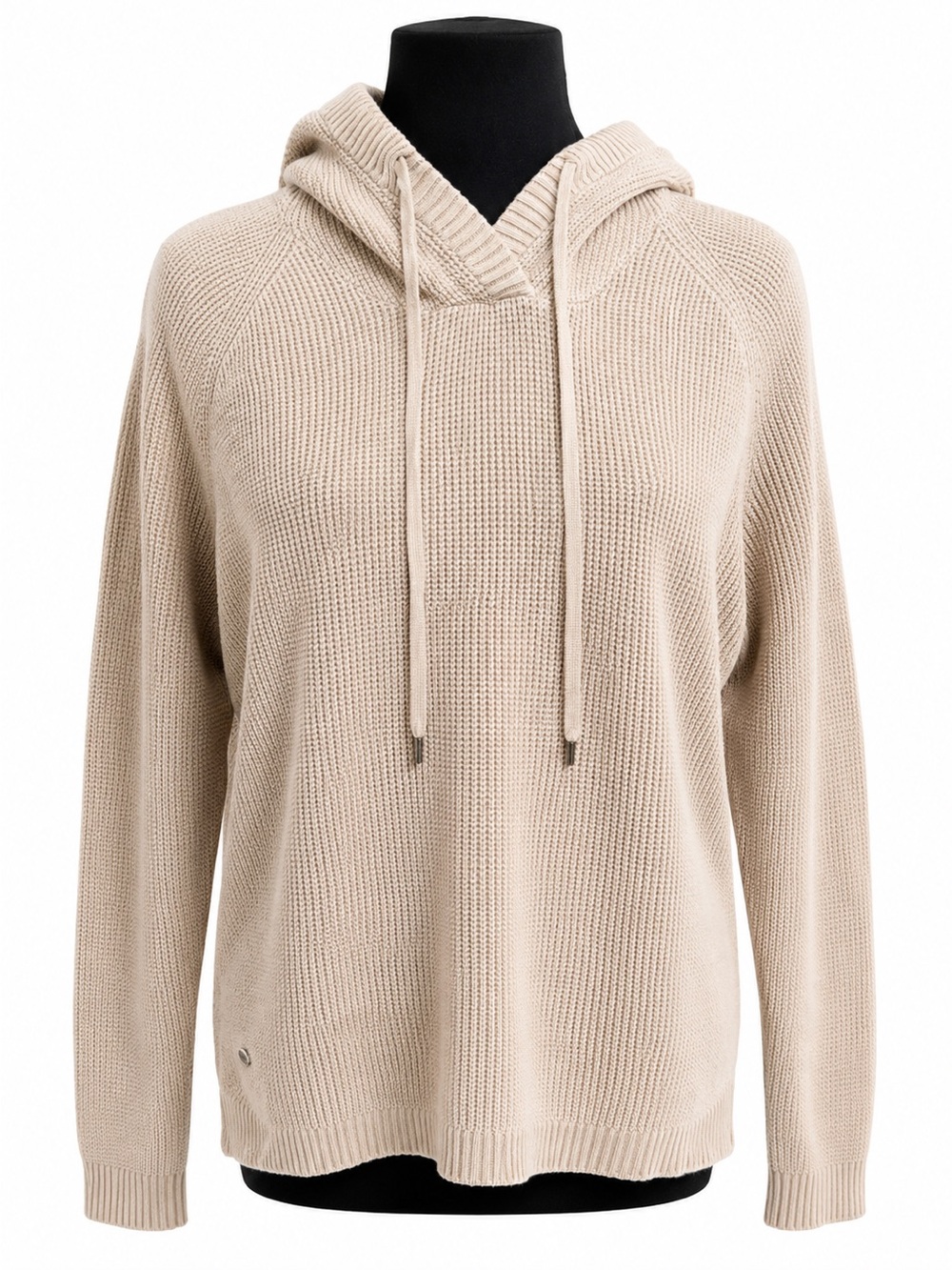 Lauren Ralph Lauren Waffle Knit Hooded Sweater Oatmeal Tan LG